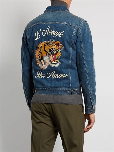 gucci tiger jacket men's|gucci tiger denim jacket.